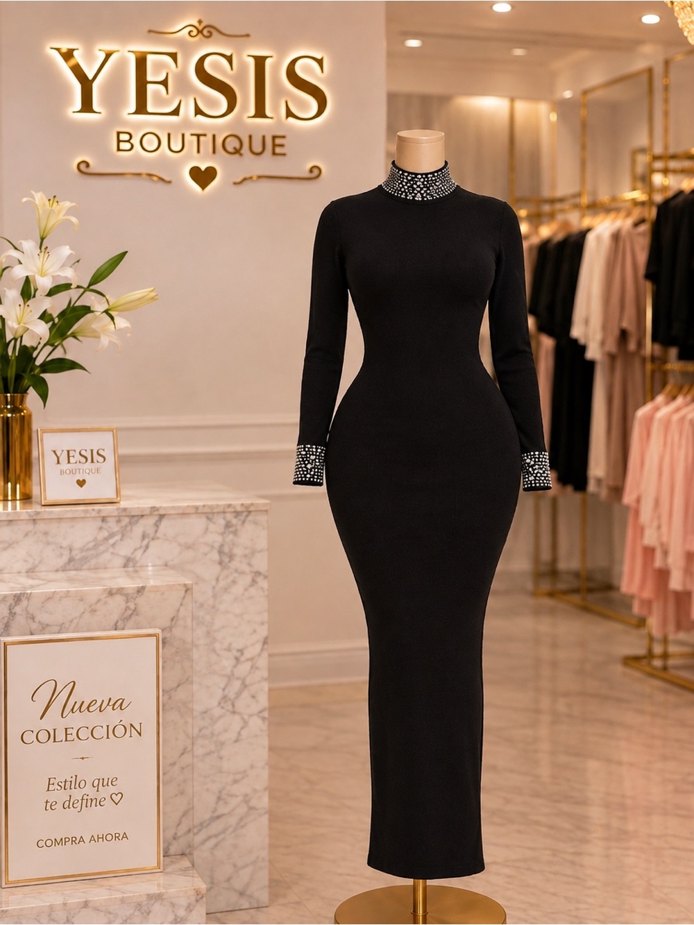 Doll energy embellished maxi dress